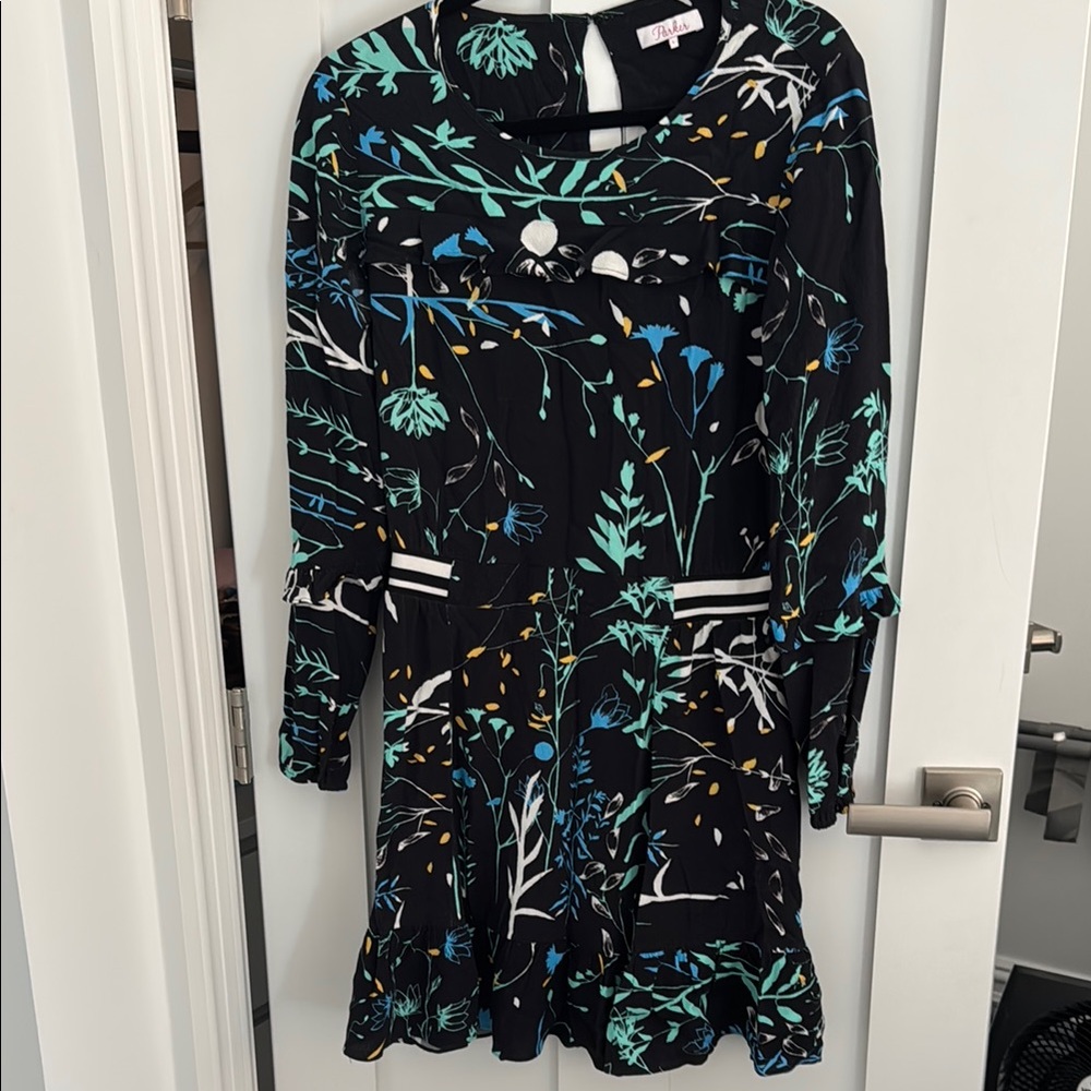 Parker Black Floral Long Sleeve Dress